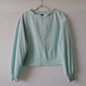 NWD Wild Fable Womens Mint Blue Drop Shoulder Crop Pullover Sweatshirt Size L